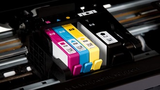 Inktpatronen in een printer.